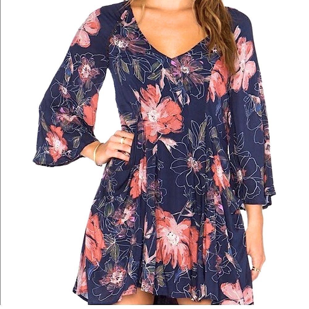 Free People “All Eyes on You” Boho Floating Floral Mini Dress - Picture 2 of 13